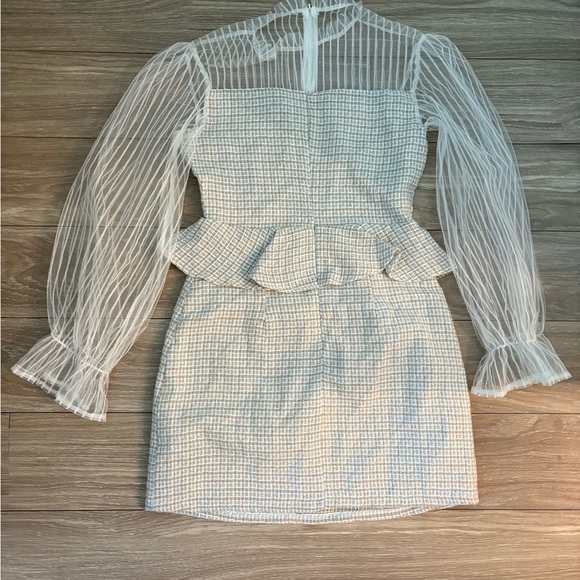 Missguided White Long Sleeve Dress with Sheer Details - Picture 2 of 7